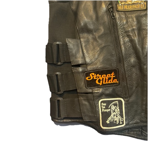 SWAT Men Bullet Proof style Leather Motorcycle Vest Wilson Leather Size 2XL VTG - Picture 4 of 13